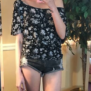 Julie’s Closet black floral printed blouse